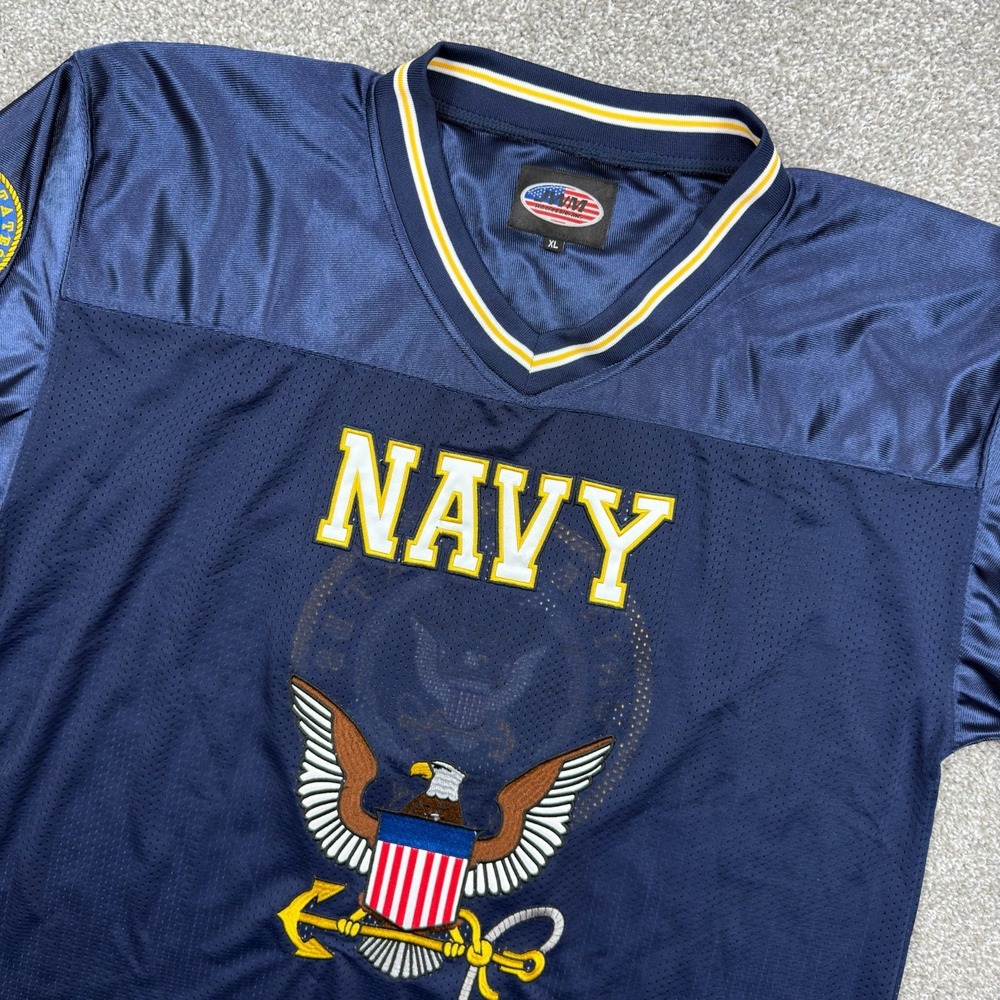JWM US Navy Football Jersey Men's XL Blue Military Eagle Embroidered USA